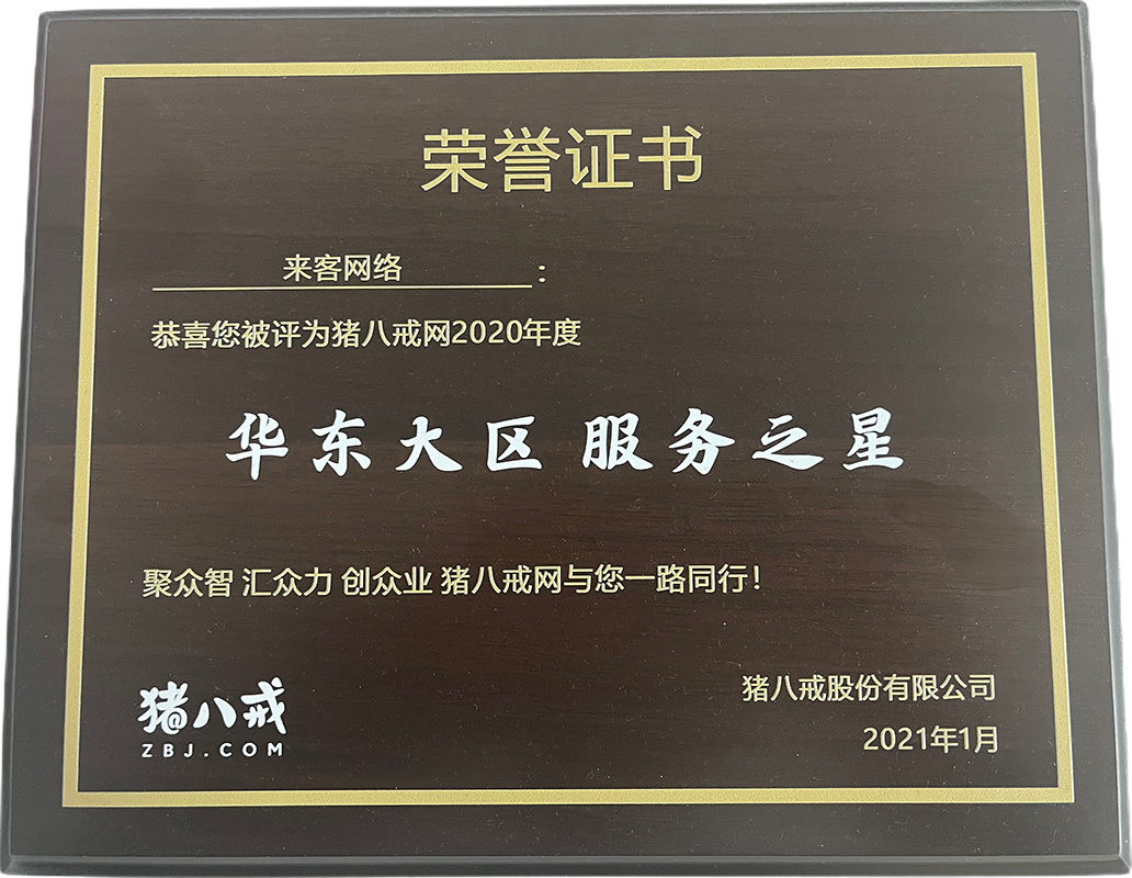 豬八戒網(wǎng)華東大區(qū)服務(wù)之星