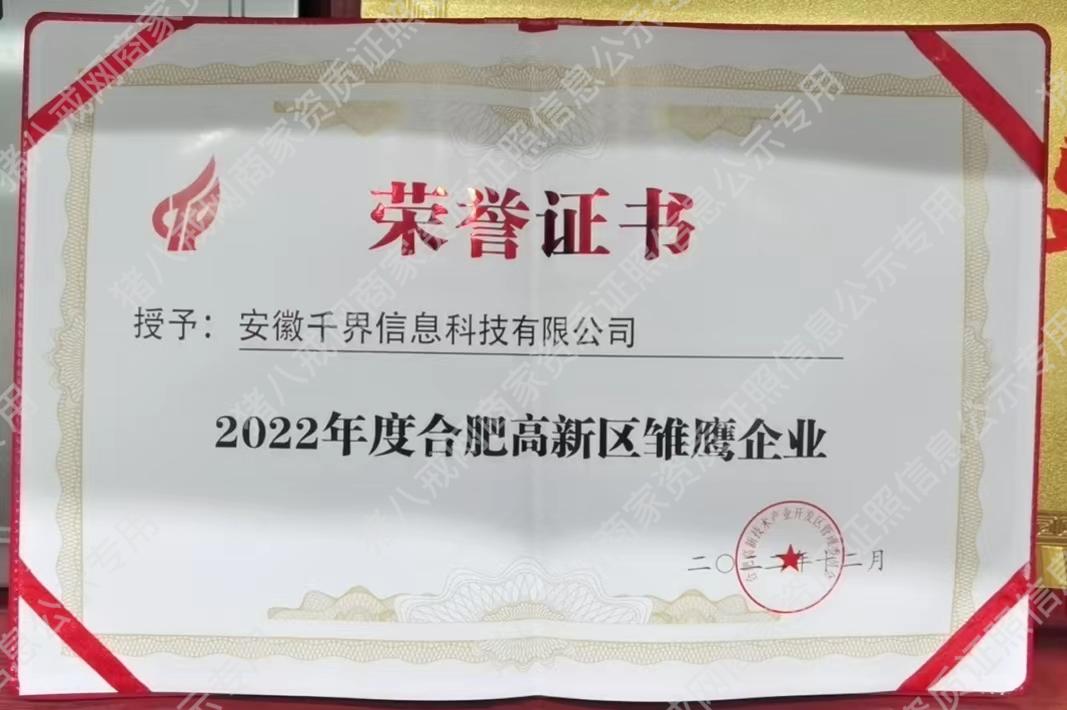 2022年度合肥高新區(qū)雛鷹企業(yè)