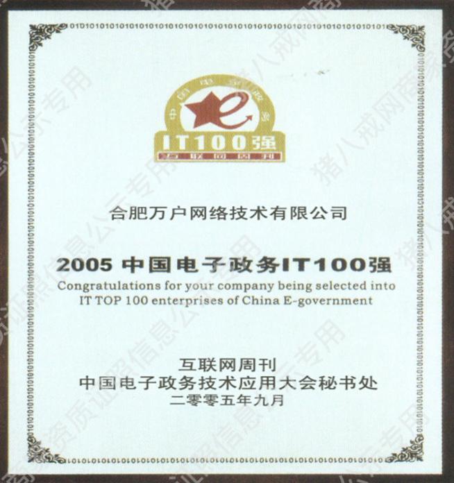中國電子政務(wù)IT100強(qiáng)