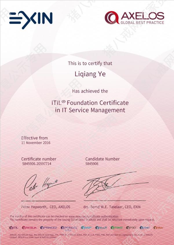 ITIL? Foundation Certificate